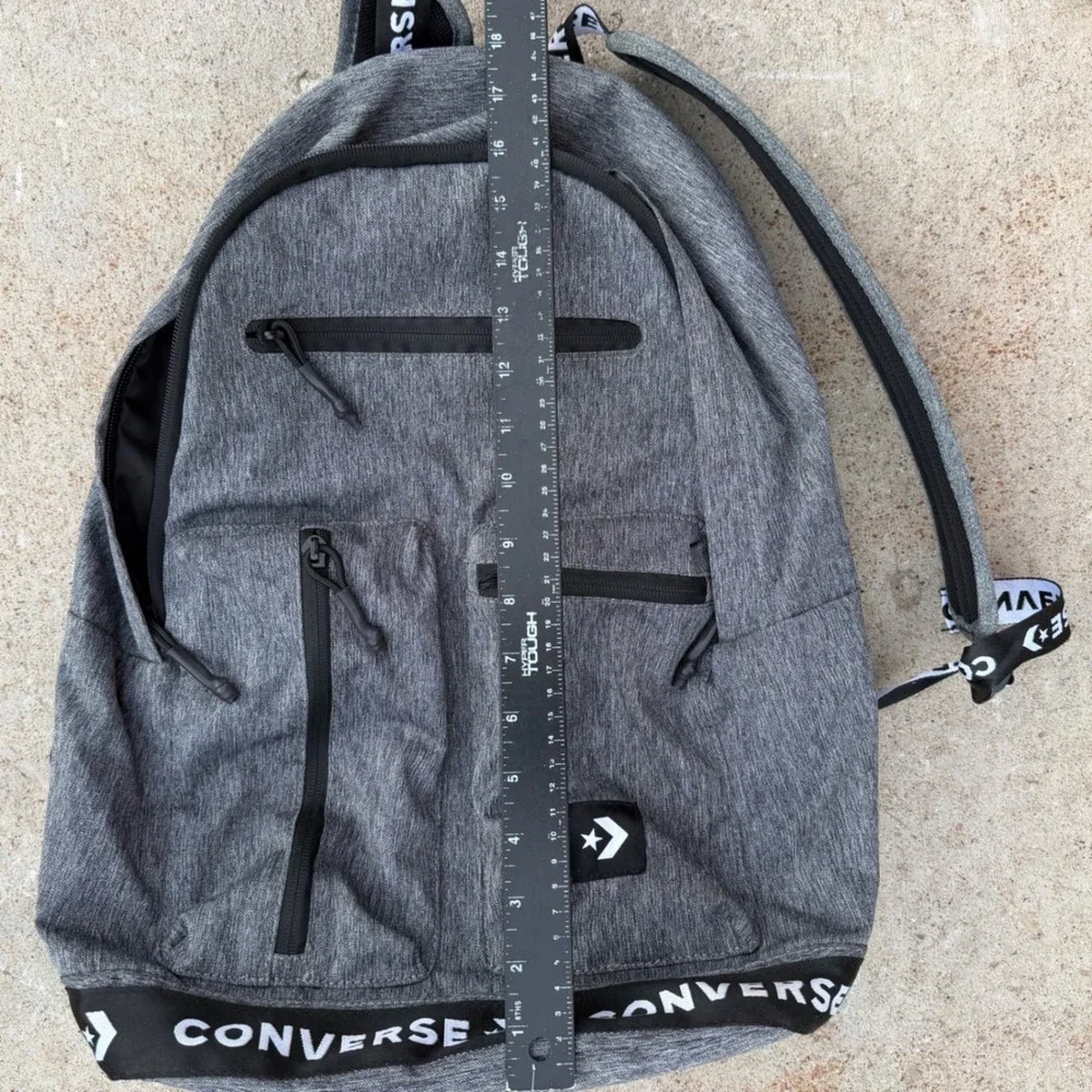 Converse EDC Poly Backpack Grey Heather Logo Tape Laptop Bag 5323-042